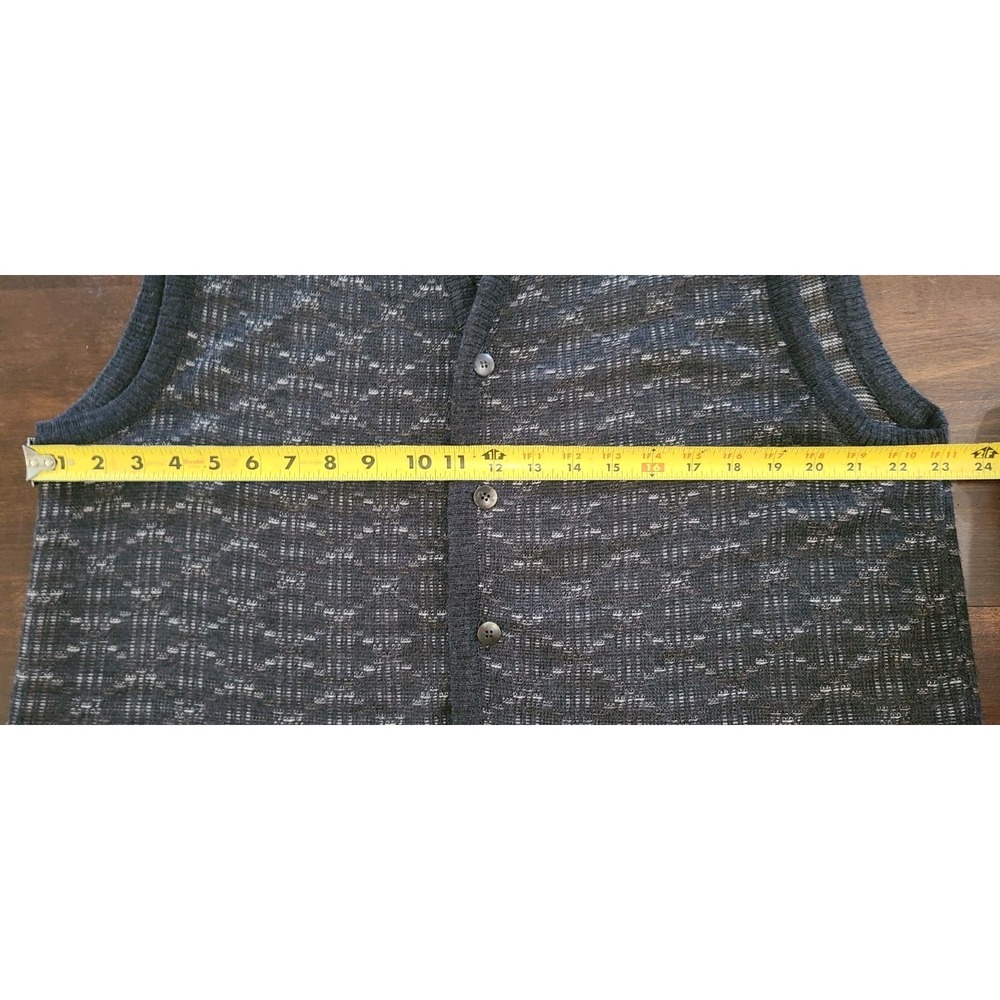 Vintage Sweater Mens L Cardigan Vest Wool Blend Eclectic Grandpa Italy - Picture 5 of 6
